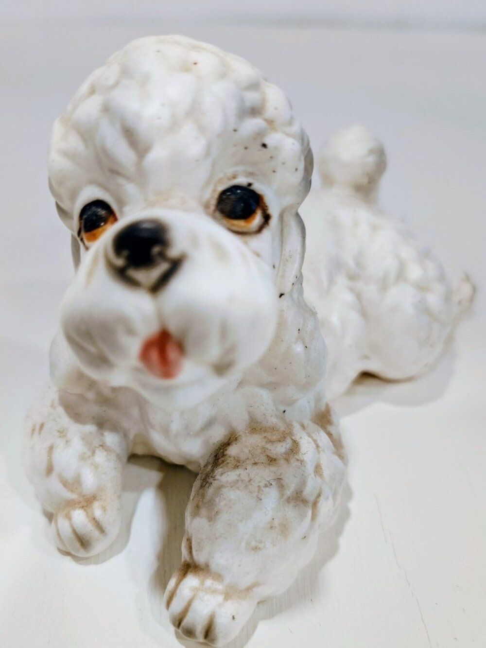 Vintage Lefton Ceramic White Poodle Dog Porcelain, Japan, 1950's